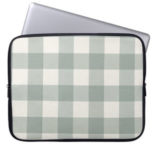 Housse Pour Ordinateur Portable Grandes en vichy chèques plis vert sage clair