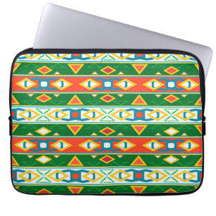 Housse Pour Ordinateur Portable Grandes et formes géométriques vert orange blanc