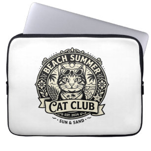 Housse Pour Ordinateur Portable Graphisme de chat drôle d'été de plage - Été de pl