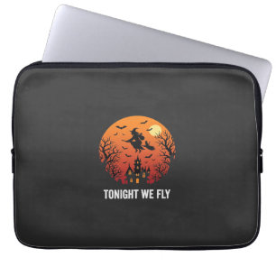 Housse Pour Ordinateur Portable Graphisme de sorcière d'Halloween volant la nuit_1