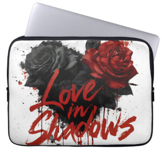 Housse Pour Ordinateur Portable Graphisme romantique foncé avec roses noires et ro