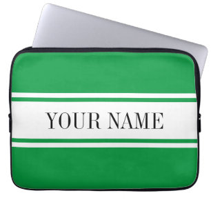 Housse Pour Ordinateur Portable Gras Kelly Green White Racing Stripe Texte faculta