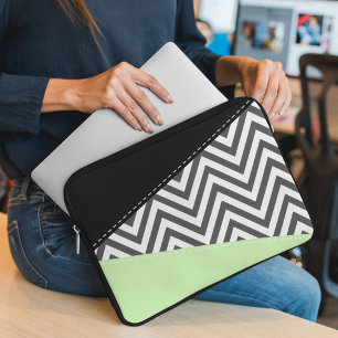 Housse Pour Ordinateur Portable Gray Zigzag, Gray Chevron, Zigzag Pattern, Mint