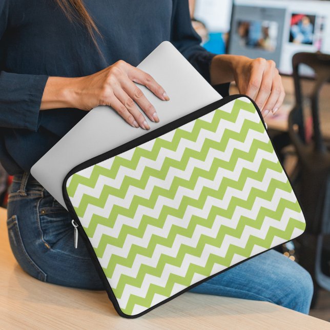 Housse Pour Ordinateur Portable Green Zigzag, Green Chevron, Motif géométrique (Créateur téléchargé)
