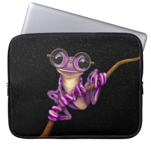 Housse Pour Ordinateur Portable Grenouille d'arbre pourpre mignonne avec des