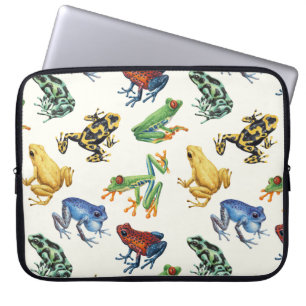 Housse Pour Ordinateur Portable Grenouilles sur blanc naturel