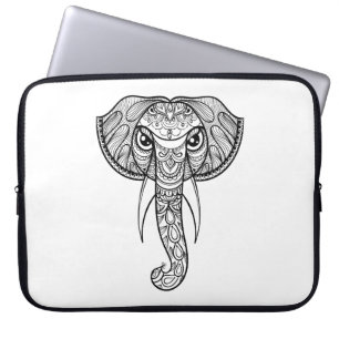 Housse Pour Ordinateur Portable Griffonnage de tête d'éléphant