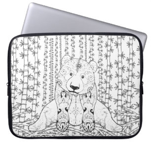 Housse Pour Ordinateur Portable Griffonnage en bambou de panda
