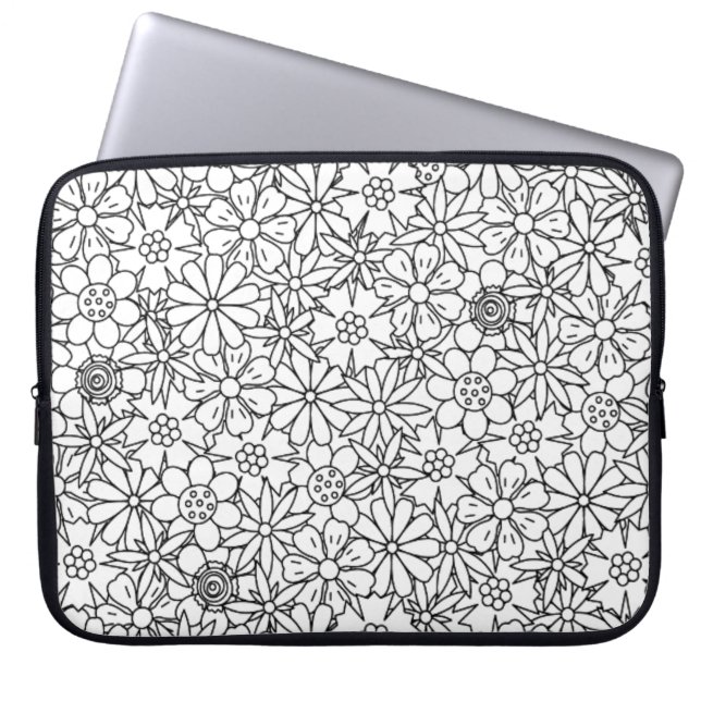 Housse Pour Ordinateur Portable Griffonnage floral (Devant)