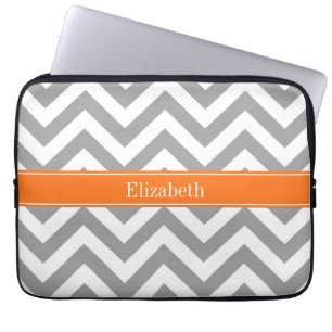 Housse Pour Ordinateur Portable Gris foncé Blanc LG Chevron Nom du Citrouille Mono