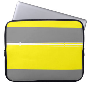 Housse Pour Ordinateur Portable Gris Jaune Blanc Lignes Ordinateur Portable Sleeve