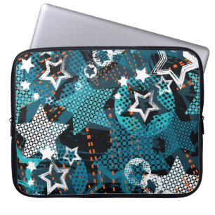 Housse Pour Ordinateur Portable Grunge star motif, design pour enfants ludique.
