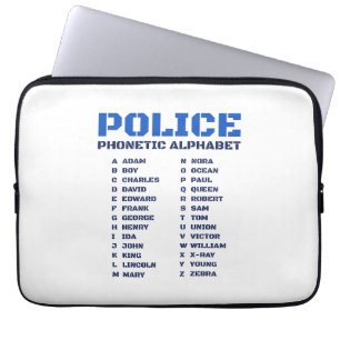 Housse Pour Ordinateur Portable Guide de l'alphabet phonétique de la police A à Z