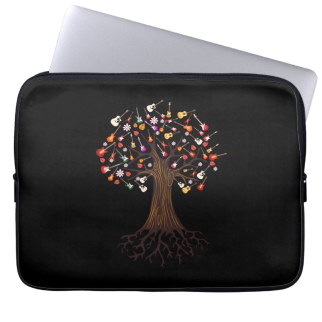 Housse Pour Ordinateur Portable Guitariste Arbre Guitare Anniversaire (Devant)