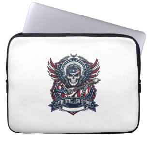 Housse Pour Ordinateur Portable Guitariste de la Liberté Patriotique Crâne Musique
