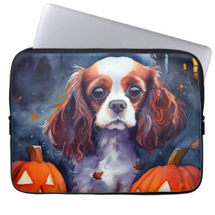 Housse Pour Ordinateur Portable Halloween Cavalier King Charles Citrouille espagno