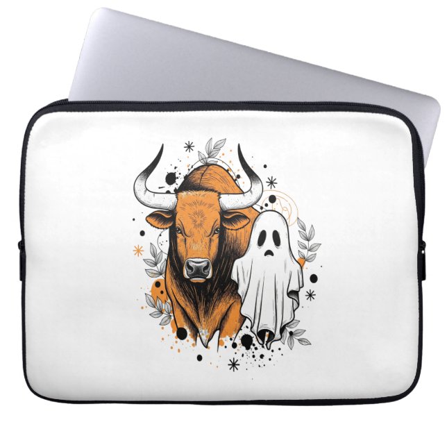 Housse Pour Ordinateur Portable Halloween Highland Cow Cute Fall (Devant)