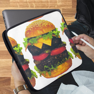Housse Pour Ordinateur Portable Hamburger de luxe double au fromage