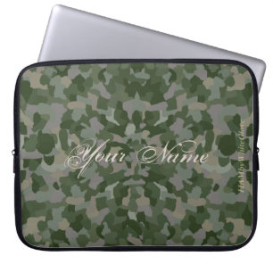 Housse Pour Ordinateur Portable HAMbyWG - Motif de camouflage en vert feuille