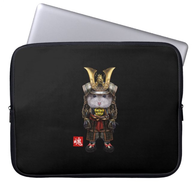 Housse Pour Ordinateur Portable Hamster nain gris en japonais complet Samurai (Devant)