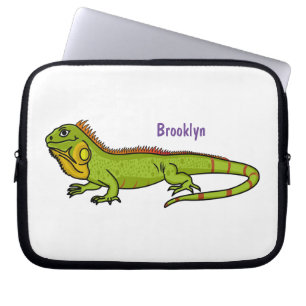 Housse Pour Ordinateur Portable Happy green iguana cartoon