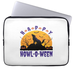 Housse Pour Ordinateur Portable Happy Howl O Ween Hurlement Halloween Chien Essent