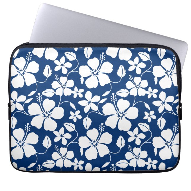 HOUSSE POUR ORDINATEUR PORTABLE HAWAIIAN HULA (HIBISCUS) NAVY (Devant)