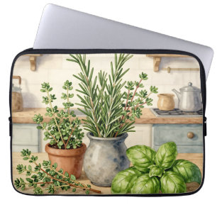 Housse Pour Ordinateur Portable Herbes fraîches de cuisine aquarelle