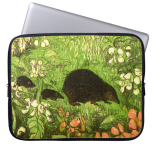 Housse Pour Ordinateur Portable Hérisson et bébé de style Art nouveau néerlandais