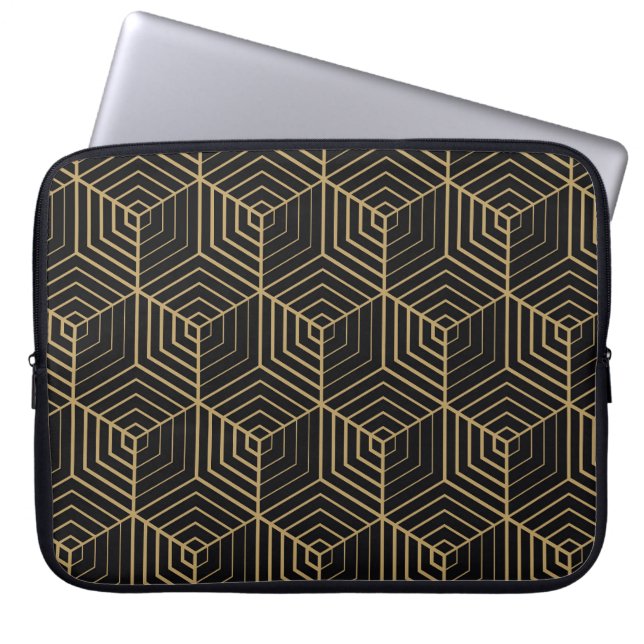 Housse Pour Ordinateur Portable Hexagonal Harmony : Art Déco Elegance (Devant)