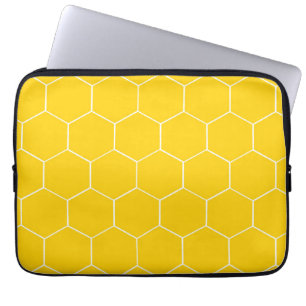 Housse Pour Ordinateur Portable Hexagons Jaune Manche Ordinateur Portable