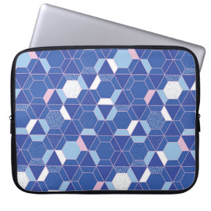 Housse Pour Ordinateur Portable Hexagons, triangles : motif abstrait géométrique.