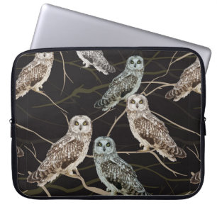 Housse Pour Ordinateur Portable hibou assis sur une branche