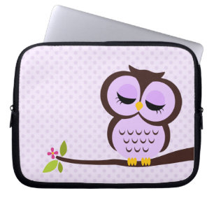 Housse Pour Ordinateur Portable Hibou pourpre mignon