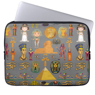 Housse Pour Ordinateur Portable Hiéroglyphique égyptien ancien -Pharaon Motif