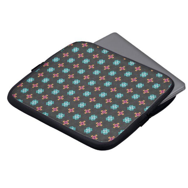 Housse Pour Ordinateur Portable High-Contrast Black and Neon Geometric Laptop Case (Devant haut)