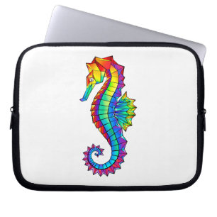 Housse Pour Ordinateur Portable Hippocampe polygonal arc-en-ciel