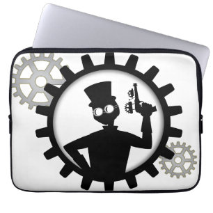 Housse Pour Ordinateur Portable Homme Steampunk Tenant Un Arme À Feu Dans L'Équipe