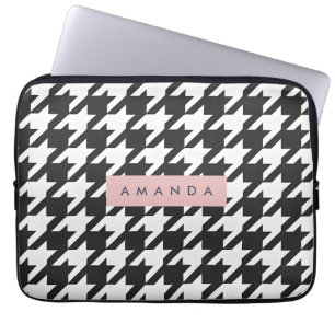 Housse Pour Ordinateur Portable Houndstooth Noir et Blanc Personnalisé Classique