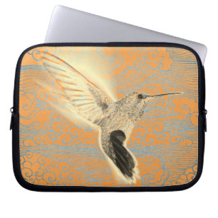 HOUSSE POUR ORDINATEUR PORTABLE HUMMINGBIRD ET NUAGES JAPONAIS NEOPRENE