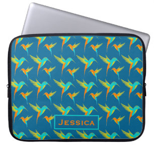 Housse Pour Ordinateur Portable Hummingbirds exotiques Motif bleu Personnalisé