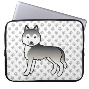 Housse Pour Ordinateur Portable Husky Sibérien Gris Chien de Dessin Animé Mignon