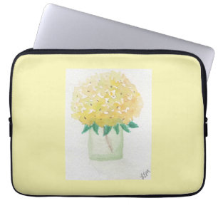 Housse Pour Ordinateur Portable Hydrangée jaune