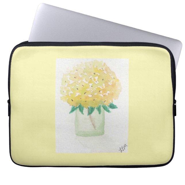 Housse Pour Ordinateur Portable Hydrangée jaune (Devant)