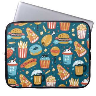 Housse Pour Ordinateur Portable Icônes de restauration rapide : Doodles Vintages