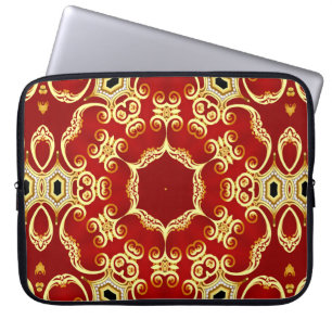 Housse Pour Ordinateur Portable illustration cadre décoratif avec or motif pe