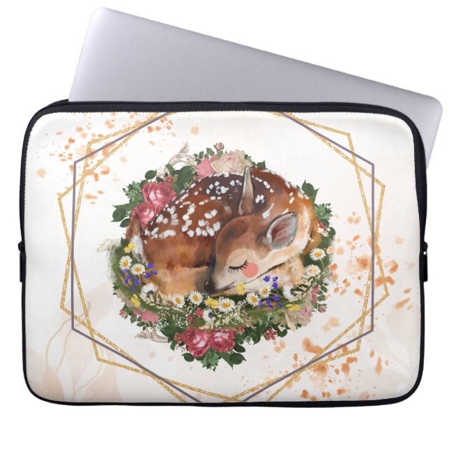 Housse Pour Ordinateur Portable Illustration d'animaux Brown stylisés (Devant)