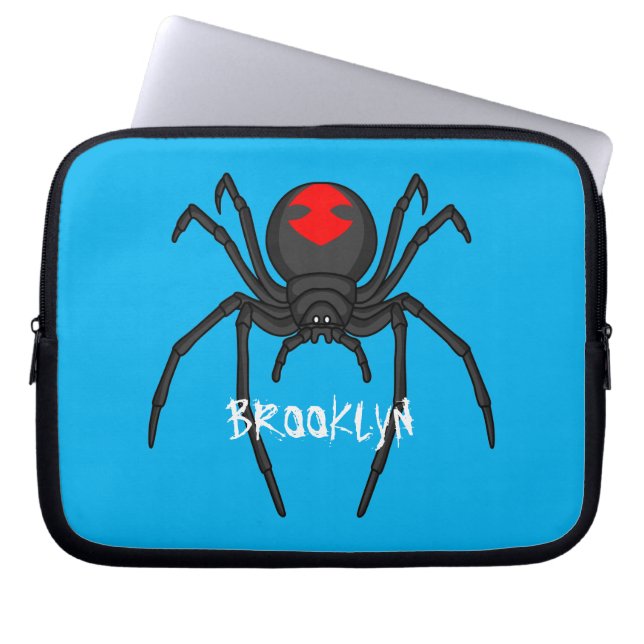 Housse Pour Ordinateur Portable Illustration d'araignée noire effrayante (Devant)
