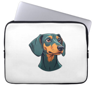 Housse Pour Ordinateur Portable Illustration d'art rétro de portrait de teckel vin