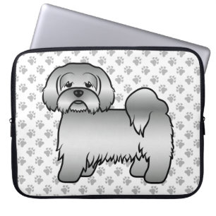 Housse Pour Ordinateur Portable Illustration de chien de dessin animé mignon Lhass